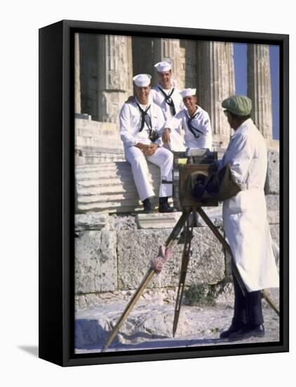 US Sailors Taking Photo at Greek Ruins-John Dominis-Framed Stretched Canvas