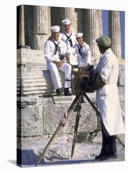 US Sailors Taking Photo at Greek Ruins-John Dominis-Stretched Canvas