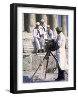 US Sailors Taking Photo at Greek Ruins-John Dominis-Framed Photographic Print