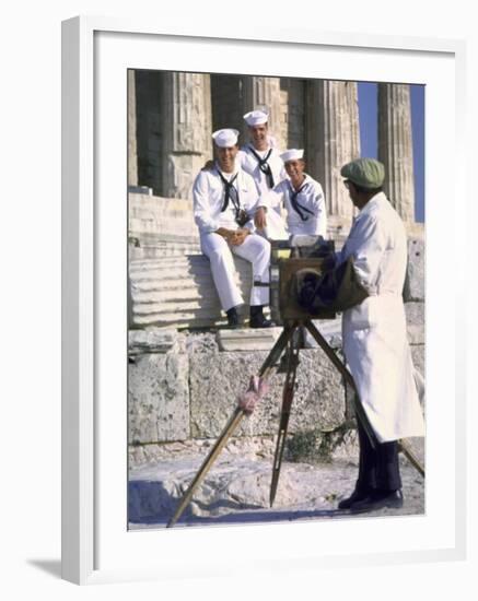 US Sailors Taking Photo at Greek Ruins-John Dominis-Framed Photographic Print