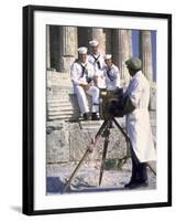 US Sailors Taking Photo at Greek Ruins-John Dominis-Framed Photographic Print