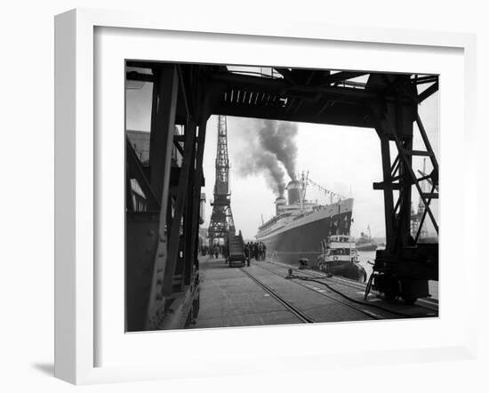 US Ships Arriving at Southampton after Making Record Breaking Maiden Voyage-null-Framed Photographic Print