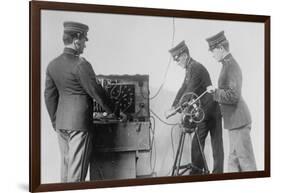 Us Signal Corps Works With Wireless In the Field-null-Framed Art Print