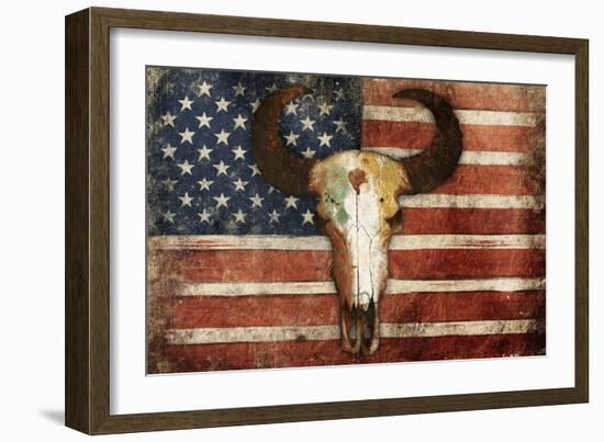 US Skull Flag-Jace Grey-Framed Premium Giclee Print