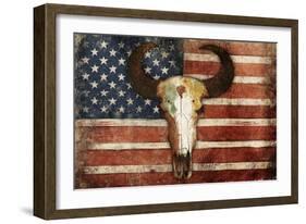 US Skull Flag-Jace Grey-Framed Premium Giclee Print