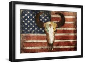 US Skull Flag-Jace Grey-Framed Premium Giclee Print