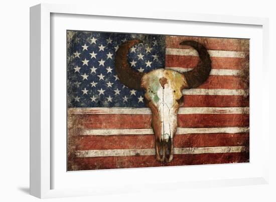 US Skull Flag-Jace Grey-Framed Premium Giclee Print