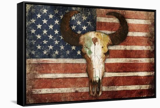 US Skull Flag-Jace Grey-Framed Stretched Canvas