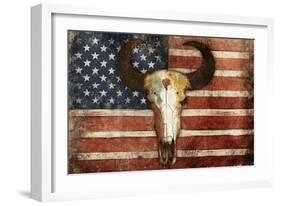 US Skull Flag-Jace Grey-Framed Art Print