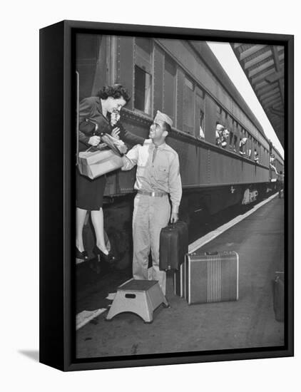 US Soldier Bringing New Bride Back to His Army Post at Ft. Bragg after their Wedding-Bernard Hoffman-Framed Stretched Canvas