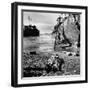 US Soldier Descending Towards Australian Serviceman Killed by Japanese Air Raid Attacks-Myron Davis-Framed Photographic Print