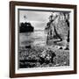 US Soldier Descending Towards Australian Serviceman Killed by Japanese Air Raid Attacks-Myron Davis-Framed Photographic Print