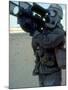 US Soldier Wearing MOPP-4 Anti Chemical Suit and Aiming Stinger Missile Perched on Shoulder-null-Mounted Photographic Print