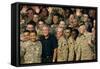 US Soldiers Gather around Pres. George W. Bush at Al Asad AFB, Iraq, Sept. 2007-null-Framed Stretched Canvas