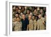 US Soldiers Gather around Pres. George W. Bush at Al Asad AFB, Iraq, Sept. 2007-null-Framed Photo