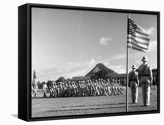 US Soldiers Marching in Formation in the Canal Zone-Thomas D^ Mcavoy-Framed Stretched Canvas