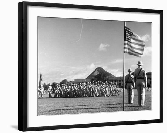 US Soldiers Marching in Formation in the Canal Zone-Thomas D^ Mcavoy-Framed Premium Photographic Print