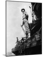 US Soldiers Standing Guard on a Troop Train-Myron Davis-Mounted Photographic Print