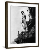 US Soldiers Standing Guard on a Troop Train-Myron Davis-Framed Photographic Print