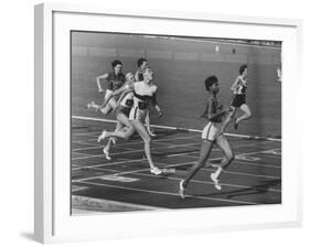 US Sprinter Wilma Rudolph During Women's 400-Meter Relay Race in Olympics-null-Framed Premium Photographic Print