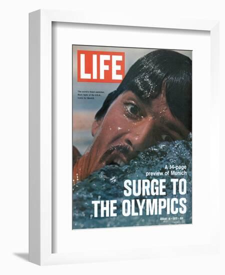 US Swimmer Mark Spitz Training for 1972 Munich Olympics, August 18, 1972-Co Rentmeester-Framed Photographic Print