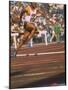US Track Athlete Eddie Hart Running the 400 Meter Relay at the Summer Olympics-null-Mounted Premium Photographic Print