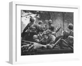 US Trainees at Fort Polk, Undergoing Vietnam Oriented Training, Where They Are About to Be Ambushed-Lynn Pelham-Framed Photographic Print