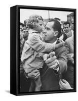 US Vice-President Richard M. Nixon Holding a Little Polish Girl-null-Framed Stretched Canvas