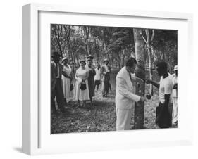 US Vice-President Richard M. Nixon Inspeacting the Firestone Rubber Plantation-null-Framed Photographic Print