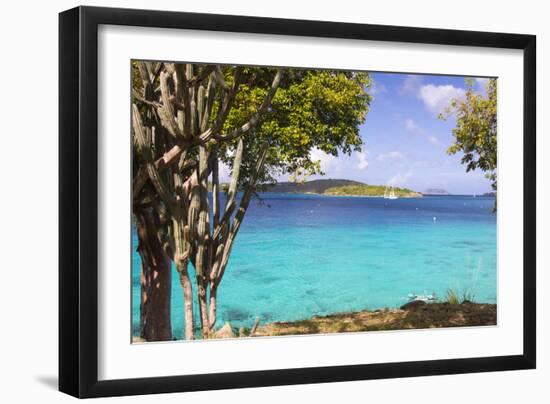 Us Virgin Island, St John. View of St Thomas Sailboats and Snorkelers-Trish Drury-Framed Photographic Print