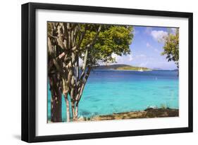 Us Virgin Island, St John. View of St Thomas Sailboats and Snorkelers-Trish Drury-Framed Photographic Print