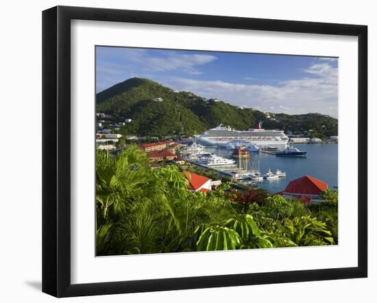 Us Virgin Islands, St, Thomas, Charlotte Amalie and Havensight Cruise Ship Dock, Caribbean-Gavin Hellier-Framed Premium Photographic Print