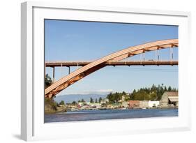 Us, Wa, La Conner. Rainbow Bridge Frames Entrance to Town on Swinomish Channel-Trish Drury-Framed Photographic Print