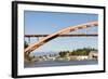 Us, Wa, La Conner. Rainbow Bridge Frames Entrance to Town on Swinomish Channel-Trish Drury-Framed Photographic Print