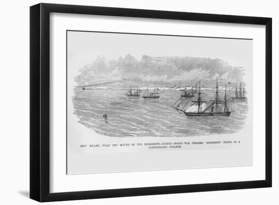 Us War Steamer "Mississippi" Fires on Confederate Vessel-Frank Leslie-Framed Art Print