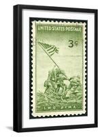 USA 1945 Shows Marines Raising Flag Mount Suribachi, Iwo Jima-popovaphoto-Framed Premium Photographic Print