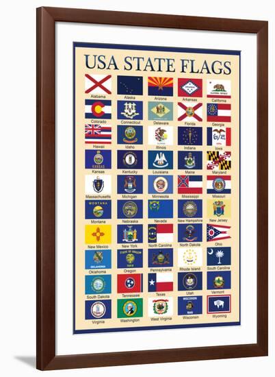USA 50 State Flags Chart Education-null-Framed Art Print