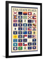 USA 50 State Flags Chart Education-null-Framed Art Print