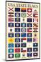 USA 50 State Flags Chart Education-null-Mounted Art Print