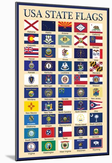 USA 50 State Flags Chart-null-Mounted Poster