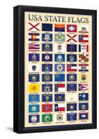 USA 50 State Flags Chart-null-Framed Poster