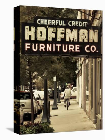 USA, Alabama, Mobile, Dauphin Street, Old Neon Sign for Hoffman Furniture-Walter Bibikow-Stretched Canvas