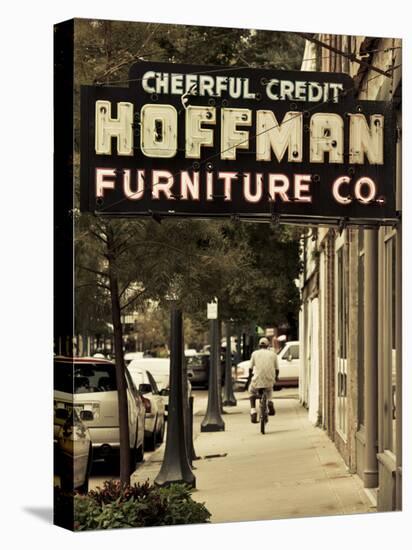 USA, Alabama, Mobile, Dauphin Street, Old Neon Sign for Hoffman Furniture-Walter Bibikow-Stretched Canvas