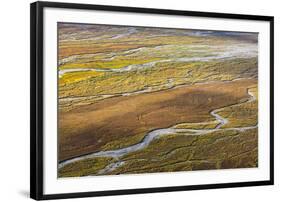 USA, Alaska, Brooks Range, Arctic NWR. Aerial of braided river and tundra.-Jaynes Gallery-Framed Photographic Print