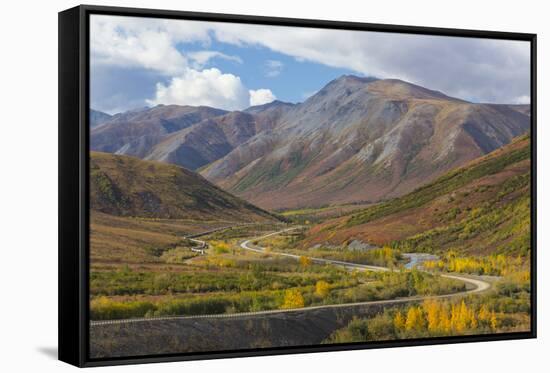 USA, Alaska, Brooks Range. Landscape with Trans-Alaska Pipeline and highway.-Jaynes Gallery-Framed Stretched Canvas