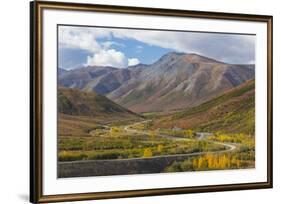 USA, Alaska, Brooks Range. Landscape with Trans-Alaska Pipeline and highway.-Jaynes Gallery-Framed Premium Photographic Print