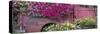 USA, Alaska, Chena Hot Springs. Panorama of old truck and flowers.-Jaynes Gallery-Stretched Canvas