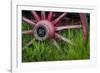 USA, Alaska, Chena Hot Springs. Vintage wagon wheel and grass.-Jaynes Gallery-Framed Photographic Print