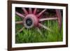 USA, Alaska, Chena Hot Springs. Vintage wagon wheel and grass.-Jaynes Gallery-Framed Photographic Print