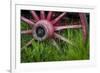 USA, Alaska, Chena Hot Springs. Vintage wagon wheel and grass.-Jaynes Gallery-Framed Premium Photographic Print
